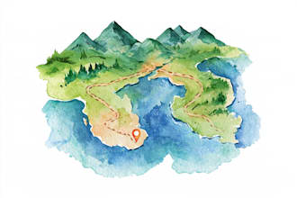 create dreamy map in watercolor style