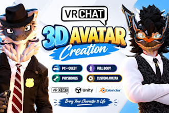 create a custom vrchat avatar vrc avatar vr character 3d avatar 3d furry vtuber