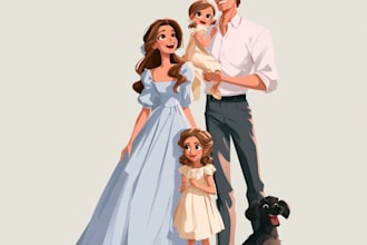design a personalized family cartoon illustration gift