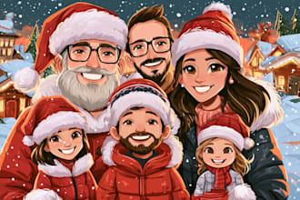 draw a group christmas caricature, family office business