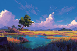 draw professional vector landscape illustration