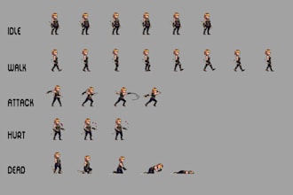 create animated pixel art pixel sprite sheet for your video game art rpg maker