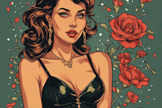 create elegant and playful pin up girl artwork