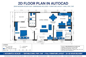 draw 2d floor plan, house plan, electrical and plumbing in autocad 2022