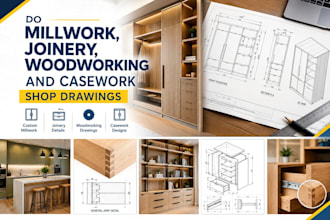 do millwork, joinery, woodworking and casework shop drawings