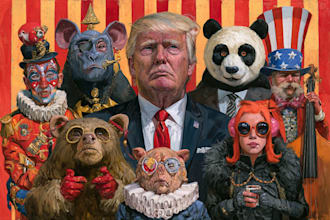 create a political or satirical cartoon