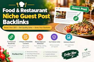 provide food and restaurant niche guest post backlinks