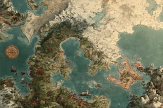 draw a fantasy map illustration