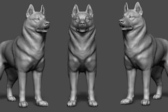 sculpt realistic 3d dog models and pet memorial figurines for stl printing