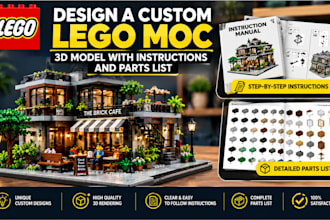 design a custom lego moc 3d model with instructions and parts list