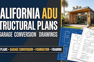 california adu structural plans and garage conversion drawings