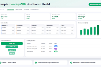 set up monday CRM with sales pipeline, automations and dashboards
