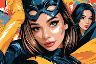 illustrate a superhero pop art portraits