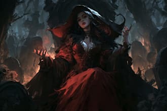 create a dark creepy character illustration for your project