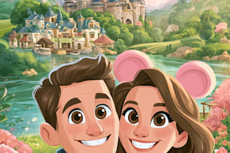 create a disney cartoon illustration