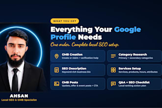 gmb creation, setup, optimization and gmb posts for local SEO