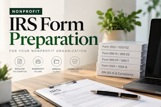 prepare form 1023ez, 990n, 990ez, 990w 501c3 tax exemption nonprofit bylaws