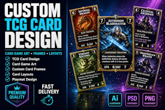 design tcg card, card game art, card frame, card layout and playmat