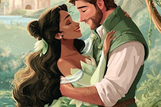 draw a charming disney family portrait from your photos