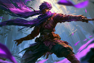 design an epic fantasy warrior hero with custom armor