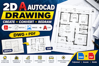create or convert 2d drawings in autocad professionally