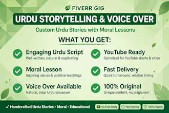 write engaging urdu islamic moral stories with voice over