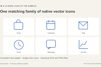 create six matching line icons as svg and png files