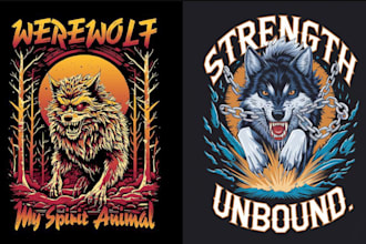 design custom wolf, panther, or aggressive animal t shirt design