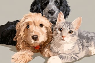 create a cartoon pet portrait from photo