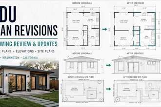 review adu adu jadu permit drawings and revise architectural plans for tx wa ca