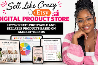 design etsy digital products, printable planners, journals and workbooks