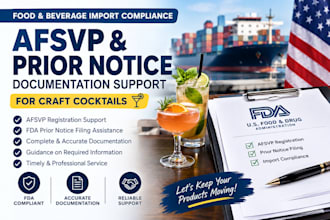assist with food import compliance documentation and fda prior notice documents