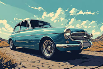create cool classic car illustration