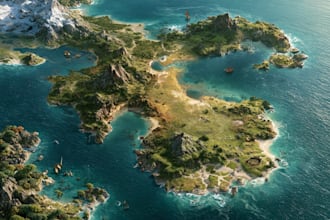draw a fantasy map illustration