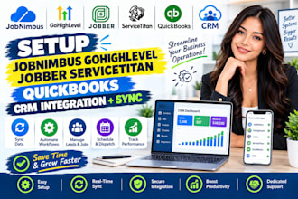 setup jobnimbus gohighlevel jobber servicetitan quickbooks CRM integration sync