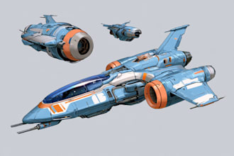 draw spaceship concept art or design a starship or scifi vehicle