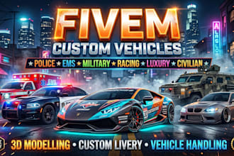create fivem police car, luxury, civilian, ems, livery and 3d handling car packs