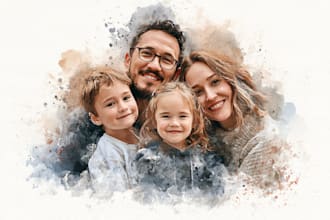 custom watercolor family portrait