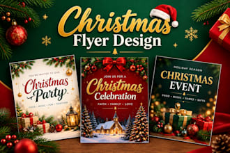 design christmas flyer, holiday party poster and festive event flyer