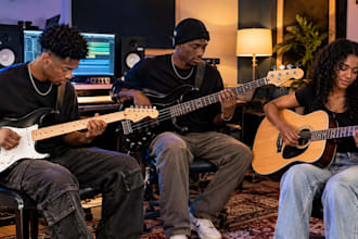 record electric guitar, acoustic guitar, bass guitar, for your song