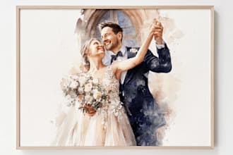 couple portrait wedding portrait illustration