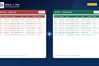 clean, format and convert your excel, CSV or PDF data accurately