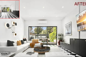 virtually stage empty rooms with realistic furniture