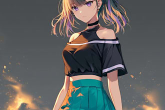 draw an anime illustration, character illustration