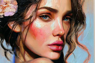 do professional hand drawn portrait oil painting on canvas