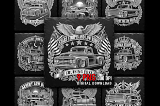 design vintage hot rod classic car and eagle garage logo
