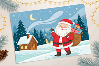 illustrate cozy christmas greeting cards