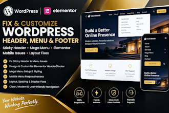 fix wordpress sticky header, elementor menu, mega menu, footer and mobile issues