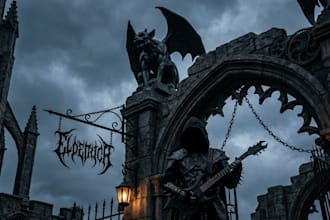 create dark art, metal, gothic illustration