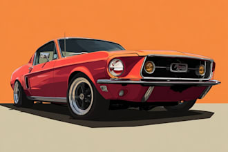 create a custom car portrait illustration